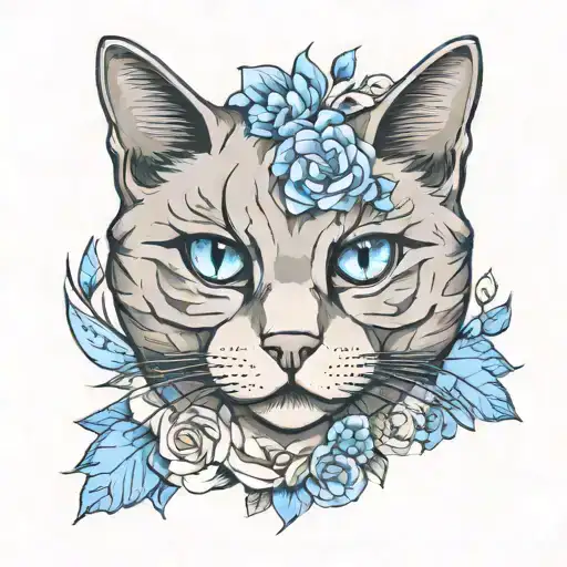 Gray Cat With Blue Eyes And Squint