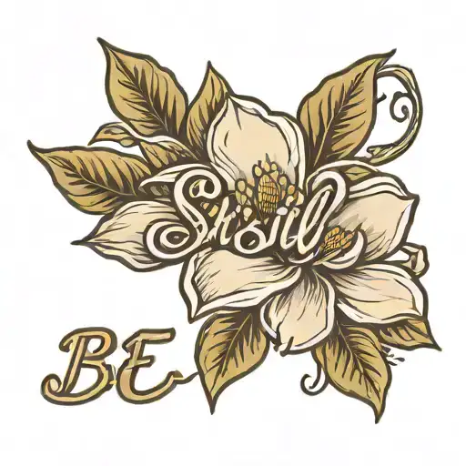 Be Still In Script Font With A Magnolia Flower Blooming