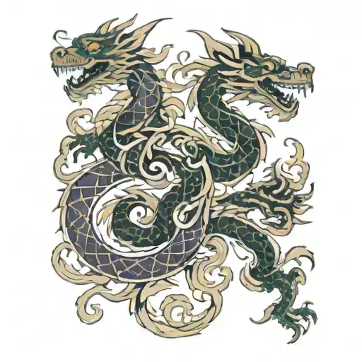 Irish Fleur De Lys Intertwined With A Chinese Dragon