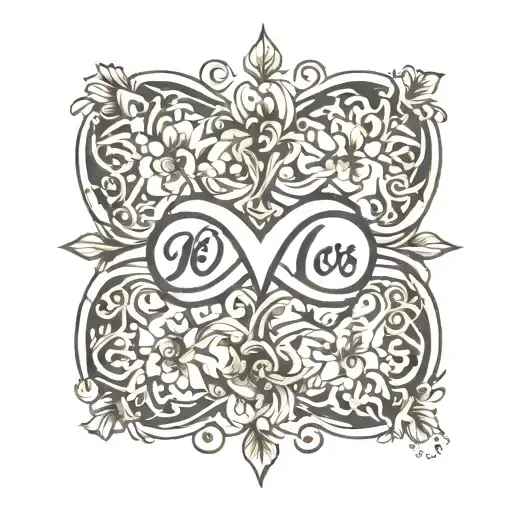 Flower Infinity Symbol With Hearts And Two Names Incorporated