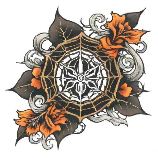 Spider Web With A Fleur De Lis In The Middle On The Shoulder