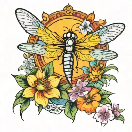 Colorful Sun On Shoulder Pond Dragonfly White Butterfly Colorful Tropical Flowers