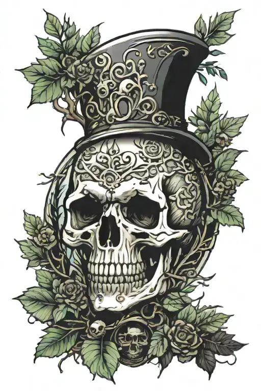 Skull Inside Forest Scene