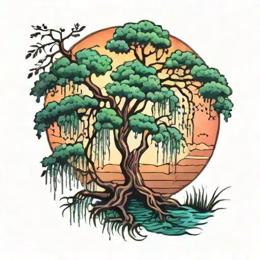 Weeping Willow Trees Colors Sunset