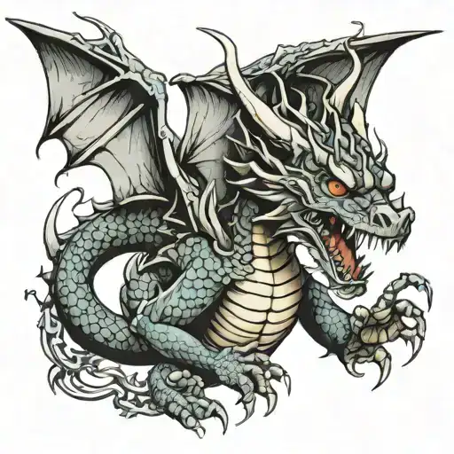 Dragon Roaring With Its Chest Puffed Out Fit To The Upper Arm
