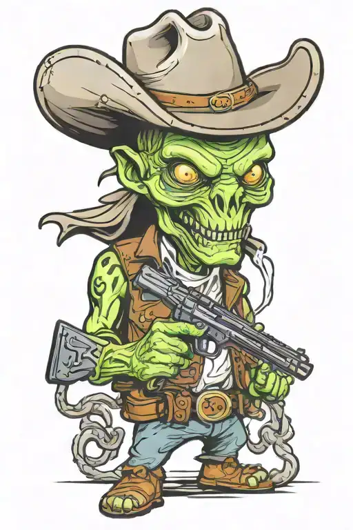 Insane Alien Cowboy With A Blaster