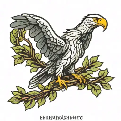 Roman Eagle With Olive Branch With Text I Am The Bird Of Hermes