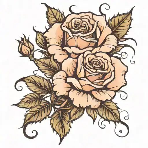 Rose With Stem And Thorns Beautiful Design Incorporating Elements