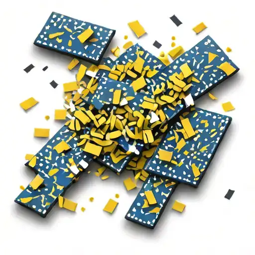 Maize And Blue Rectangular Confetti Falling After A Football Game