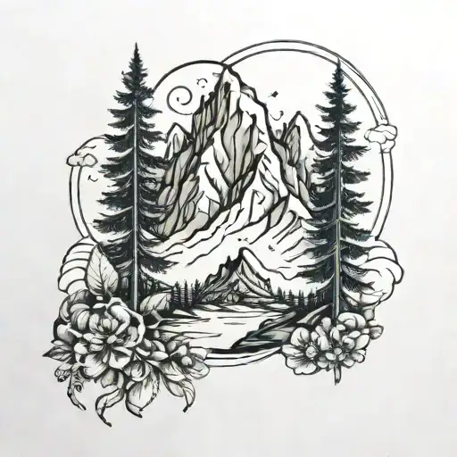 Mountain With Moorpank In Simple Design