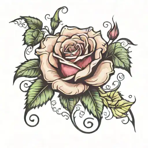 Rose With Stem And Thorns Beautiful Design Incorporating Elements