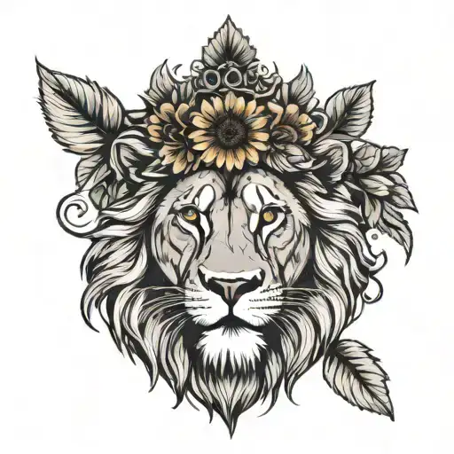 Lion With Sunflower Crown