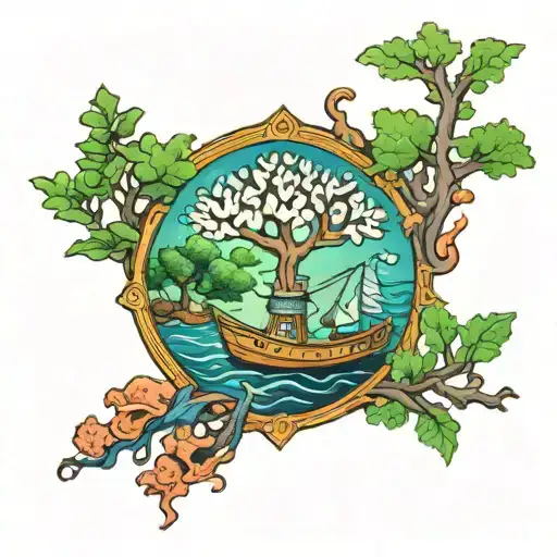 Tree Of Life Libra Boat Corals Four Elements