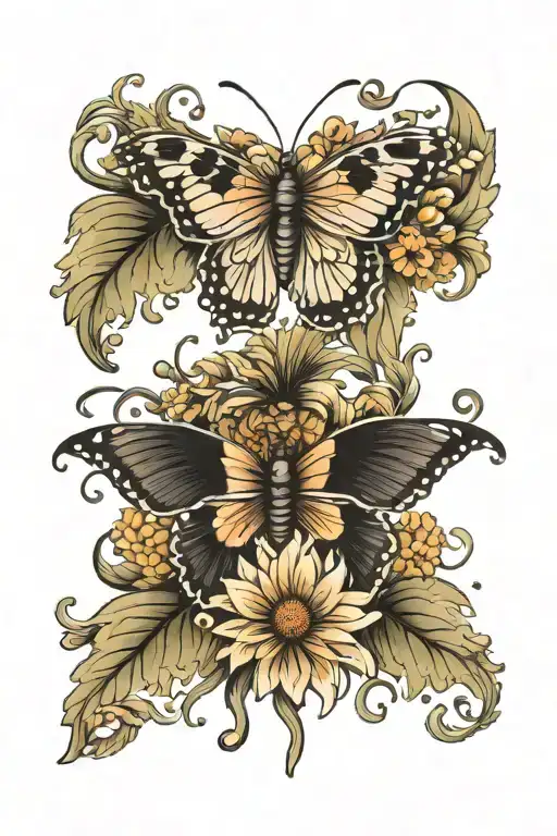 Chrysanthemum Flower With Semicolon And Butterfly