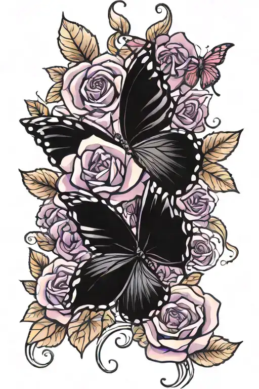 Black Rose Purple Butterfly