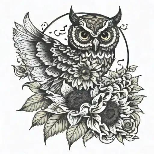 Sunflower And An Owl