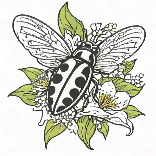 Lily Of The Vally With Ladybug Flying