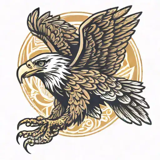 Eagle Looking Forward With Open Wings