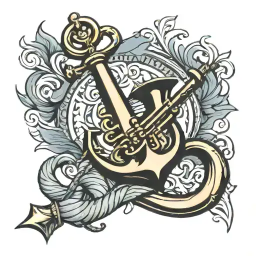 Navy Chief Anchor With A Trumpet Surrounded