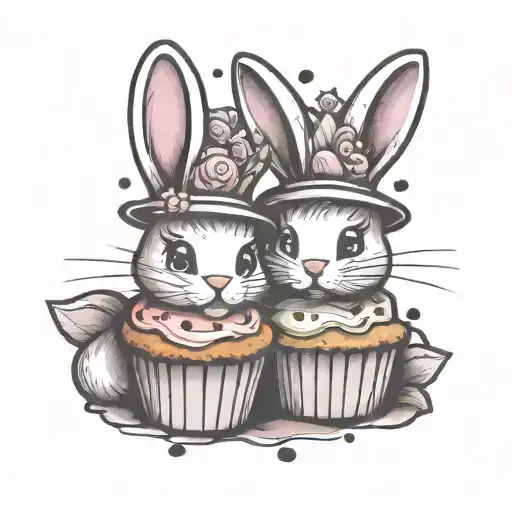Bunny Rabbit Holding A Muffin Best Friend Cute Colorful Funny Happy