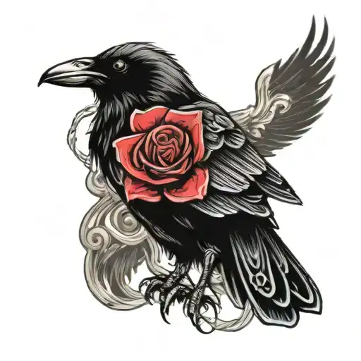 Raven Perched On A Human Heart