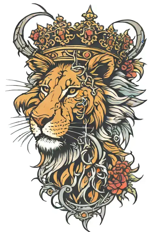 Lions Head With A Crown Of Thorns