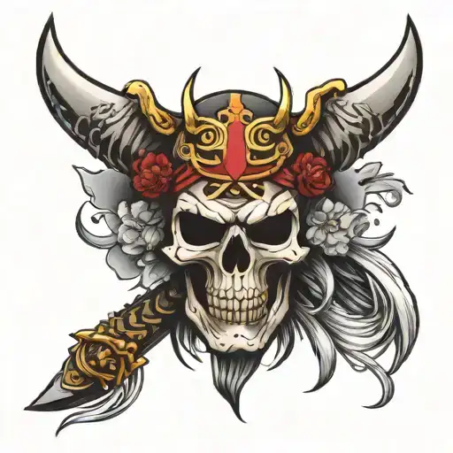 Samurai Skull With Flours