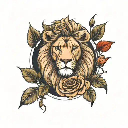 Lion And Roses Growing