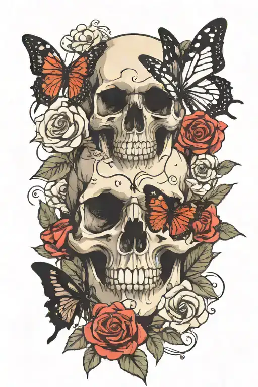 Skull Roses Butterflies