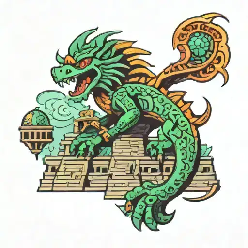 Quetzalcoatl On Mayan Pyramid