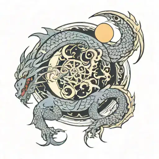 The Moon And Dragons Around