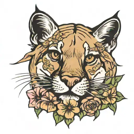 Mountain Cougar With January And August Birth Flowers