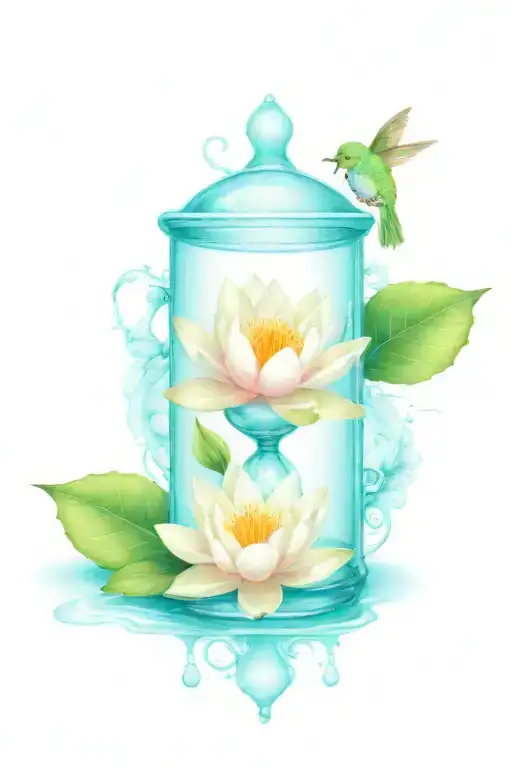 Water Lilly And Hourglass Hummingbird Sipping Nectar