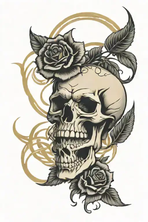 Skull Rose Lion Head