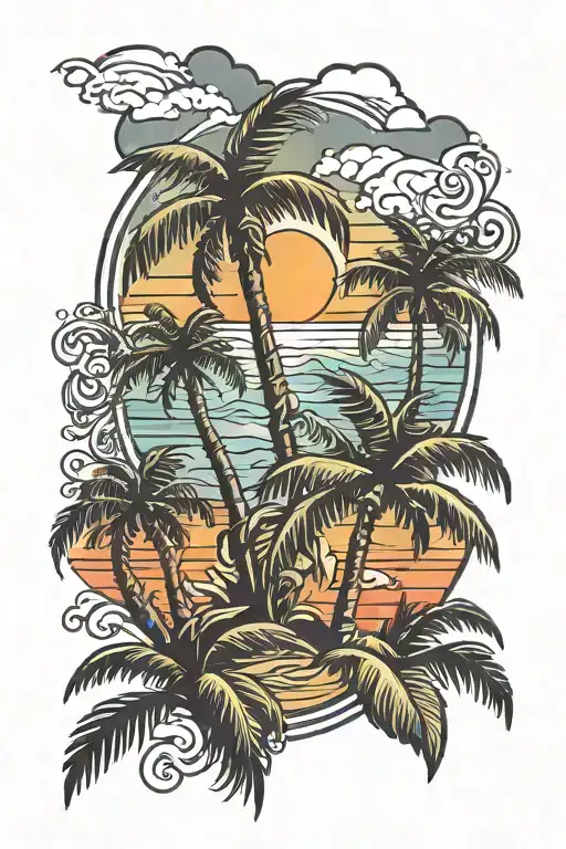 Palm Trees Beach Sunset