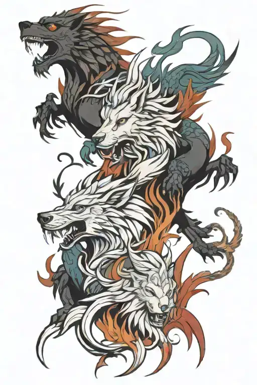 Wolf Lion Dragon And Pheonix