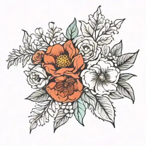 Birth Flower Bouquet April Fine Line