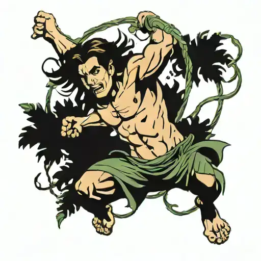 Tarzan Swinging On Vine