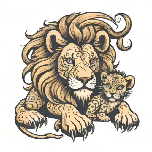 A Lion With Baby