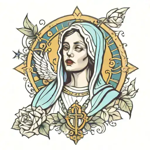 Mother Mary With Rosary Ascension