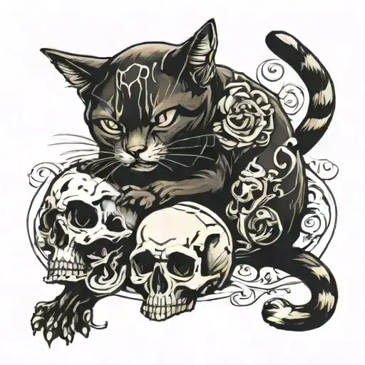 Cat And Skull