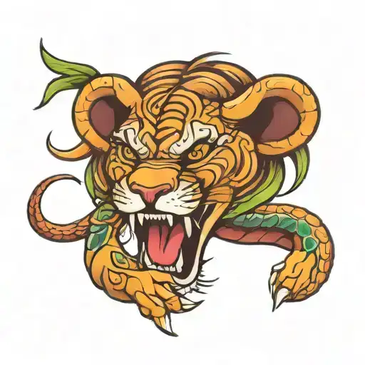 Lion Eat Snake