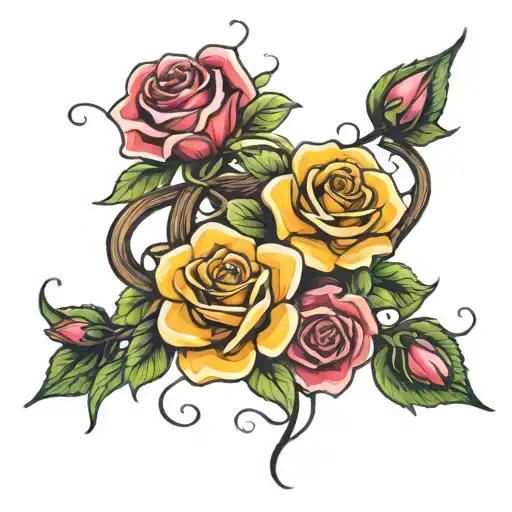 Tangled Flower With Belles Rose Intertwined