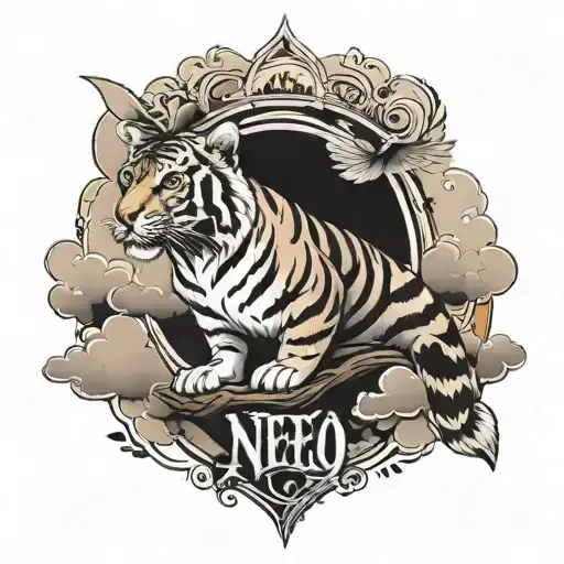 Clouds Tiger Pigeons And Text