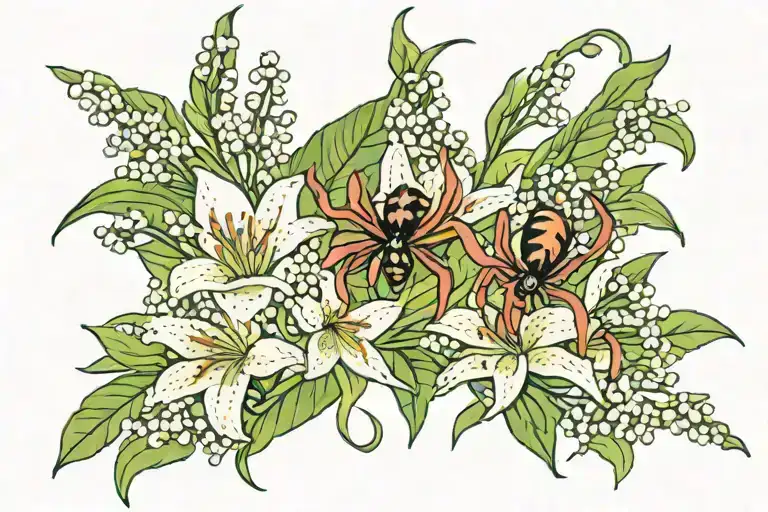 Top Scar Tattoo On Chest Of Spider Lilies And Lilies Of The Valley