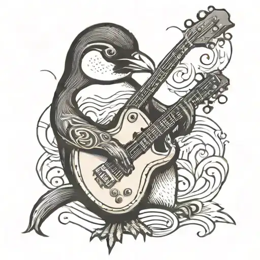 Penguin Playing A Guitar