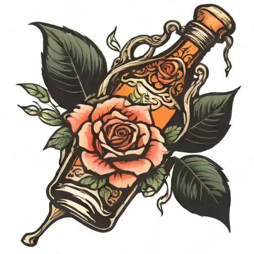 Brandy Bottle With Rose