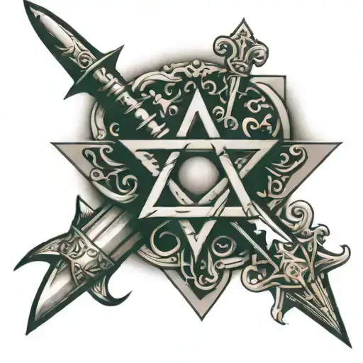 Jewish Star Swords Crossed
