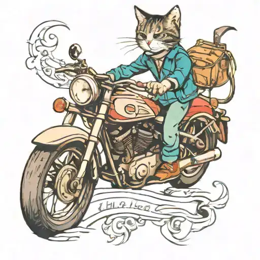 Motorcycle And Cat