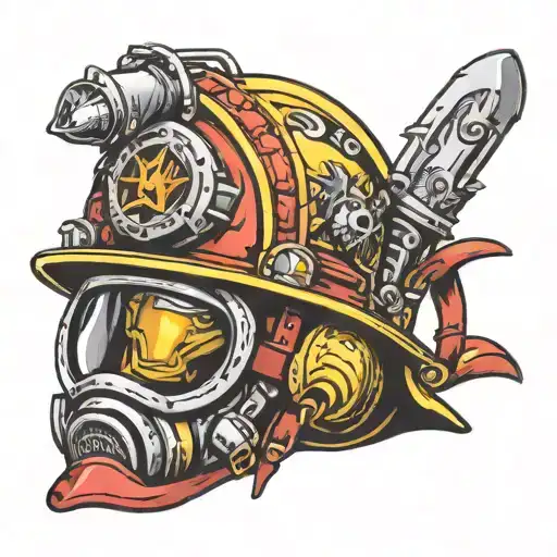 Firemans Helmet With Card In Goggle Strap